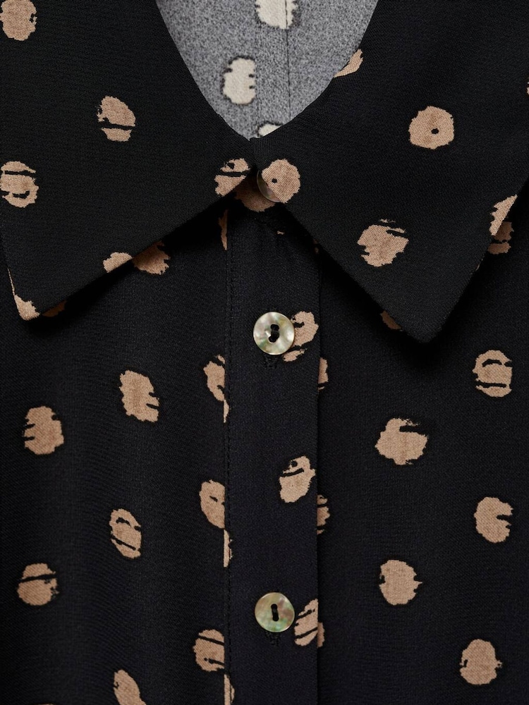 Mango Black Polka-Dot Shirt Dress With Knot Detail - Image 6 of 6