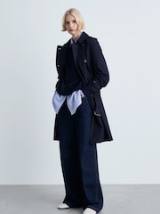 Mango Blue Belted Trench Coat - Image 1 of 6