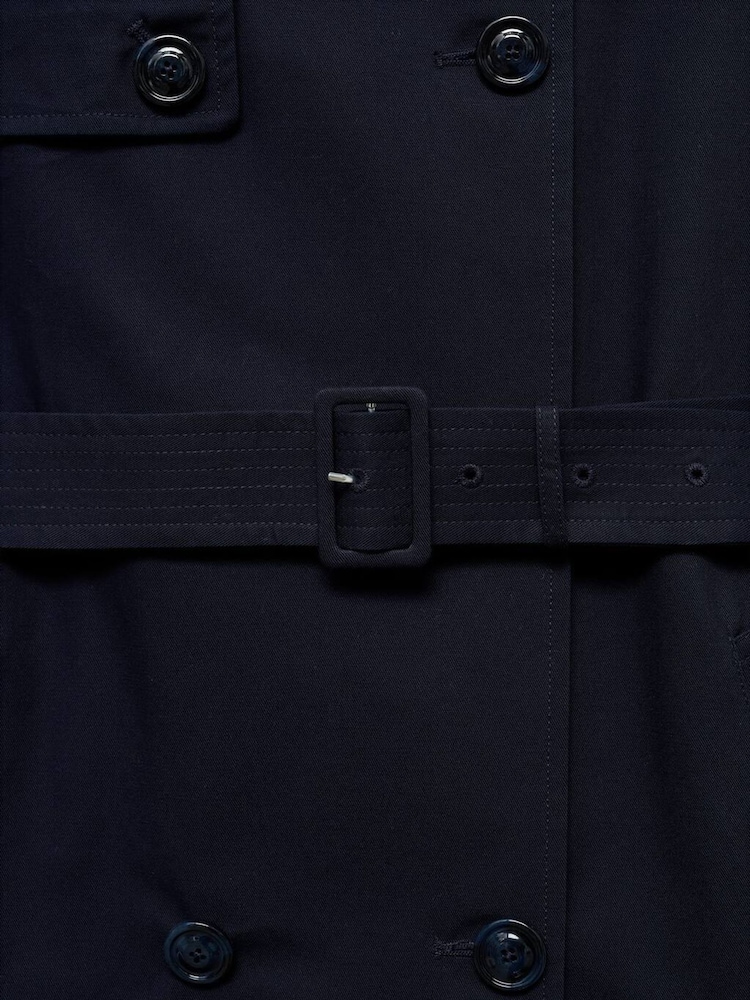 Mango Blue Belted Trench Coat - Image 6 of 6