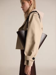 Mango Cream Double-Breasted Short Trench Coat - Image 4 of 6