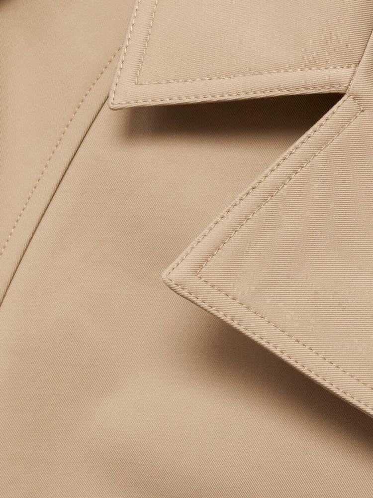 Mango Cream Double-Breasted Short Trench Coat - Image 6 of 6