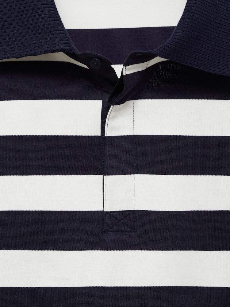 Mango Blue Striped Polo-Neck Sweatshirt - Image 6 of 6 Mango Blue Striped Polo-Neck Sweatshirt - Image 6 of 6