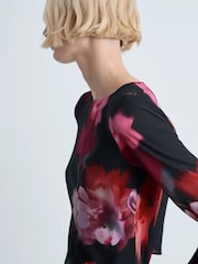 Mango Black Floral-Print Midi-Dress - Image 4 of 6