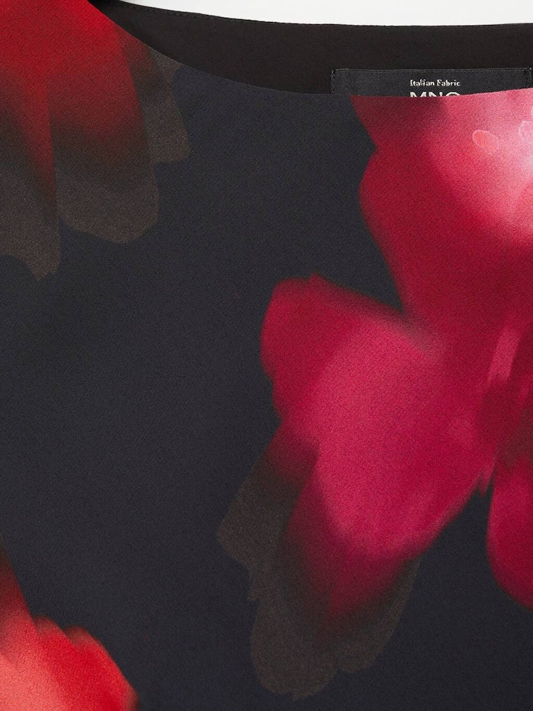 Mango Black Floral-Print Midi-Dress - Image 6 of 6 Mango Black Floral-Print Midi-Dress - Image 6 of 6