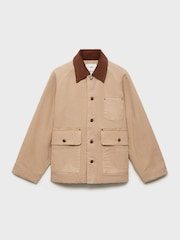 Mango Brown Contrast Collar Denim Jacket - Image 6 of 7