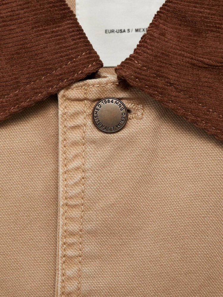Mango Brown Contrast Collar Denim Jacket - Image 7 of 7