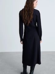 Mango Black Maxi Draped Waist Shirt Dress - Image 3 of 6