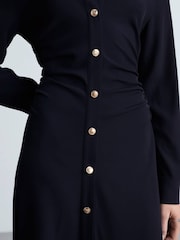 Mango Black Maxi Draped Waist Shirt Dress - Image 4 of 6