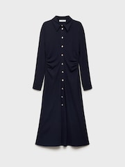 Mango Black Maxi Draped Waist Shirt Dress - Image 5 of 6