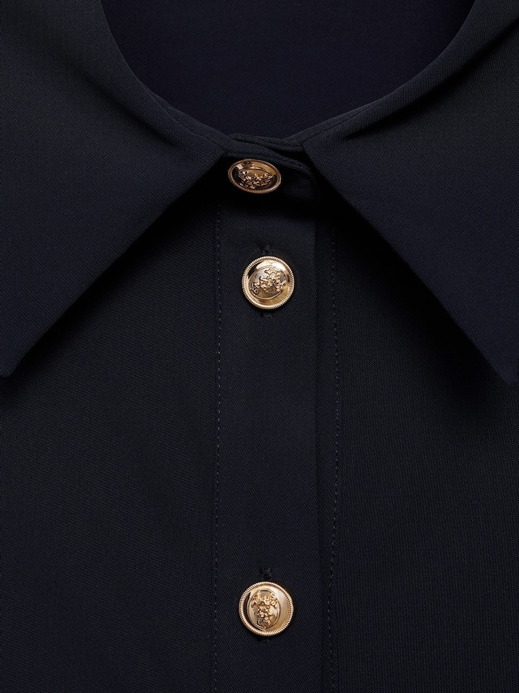 Mango Black Maxi Draped Waist Shirt Dress - Image 6 of 6
