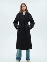 Mango Black Long Oversized Double-Breasted Trench Coat - Image 2 of 7