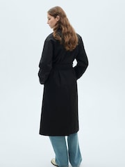 Mango Black Long Oversized Double-Breasted Trench Coat - Image 3 of 7