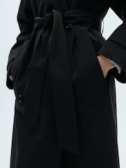 Mango Black Long Oversized Double-Breasted Trench Coat - Image 5 of 7