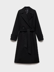 Mango Black Long Oversized Double-Breasted Trench Coat - Image 6 of 7