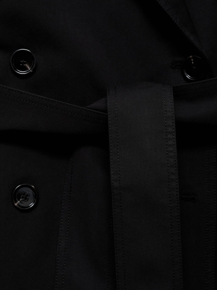Mango Black Long Oversized Double-Breasted Trench Coat - Image 7 of 7