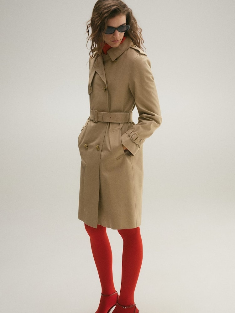 Mango Brown Belted Trench Coat - Image 1 of 7