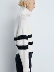 Mango Cream Striped Ribbed-Knit Sweater - Image 4 of 7