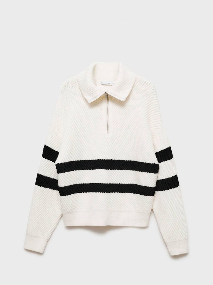 Mango Cream Striped Ribbed-Knit Sweater - Image 7 of 7 Mango Cream Striped Ribbed-Knit Sweater - Image 7 of 7