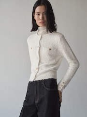 Mango Cream Tweed Jacket With Jewel Buttons - Image 1 of 6