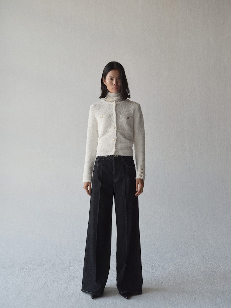 Mango Cream Tweed Jacket With Jewel Buttons - Image 2 of 6