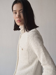 Mango Cream Tweed Jacket With Jewel Buttons - Image 4 of 6