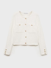 Mango Cream Tweed Jacket With Jewel Buttons - Image 5 of 6