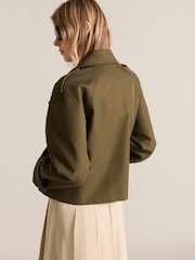 Mango Khaki Double-Breasted Short Trench Coat - Image 2 of 7