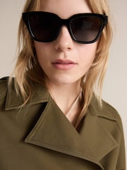 Mango Khaki Double-Breasted Short Trench Coat - Image 4 of 7