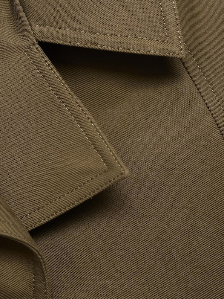 Mango Khaki Double-Breasted Short Trench Coat - Image 7 of 7