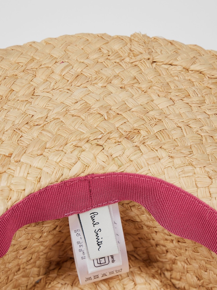 PS Paul Smith Natural Embroidered Polka Dot Raffia Summer Hat - Image 4 of 4