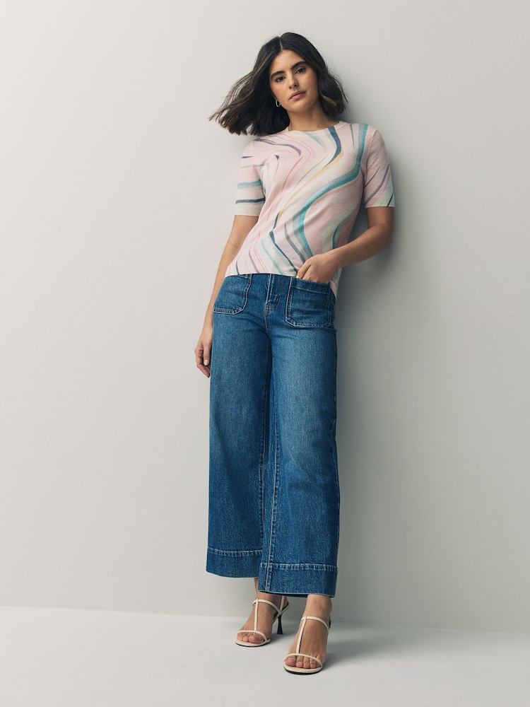PS Paul Smith Pink Swirl Knitted Short Sleeve Top - Image 2 of 7