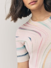 PS Paul Smith Pink Swirl Knitted Short Sleeve Top - Image 4 of 7