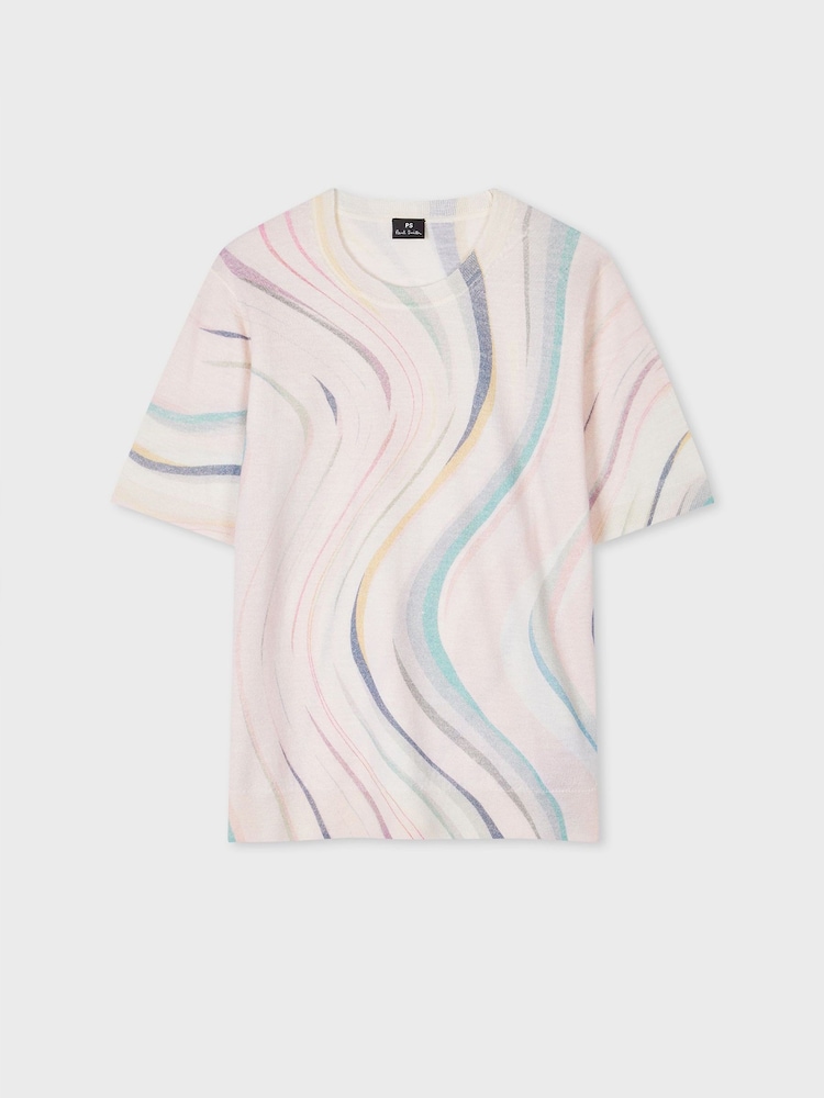 PS Paul Smith Pink Swirl Knitted Short Sleeve Top - Image 5 of 7