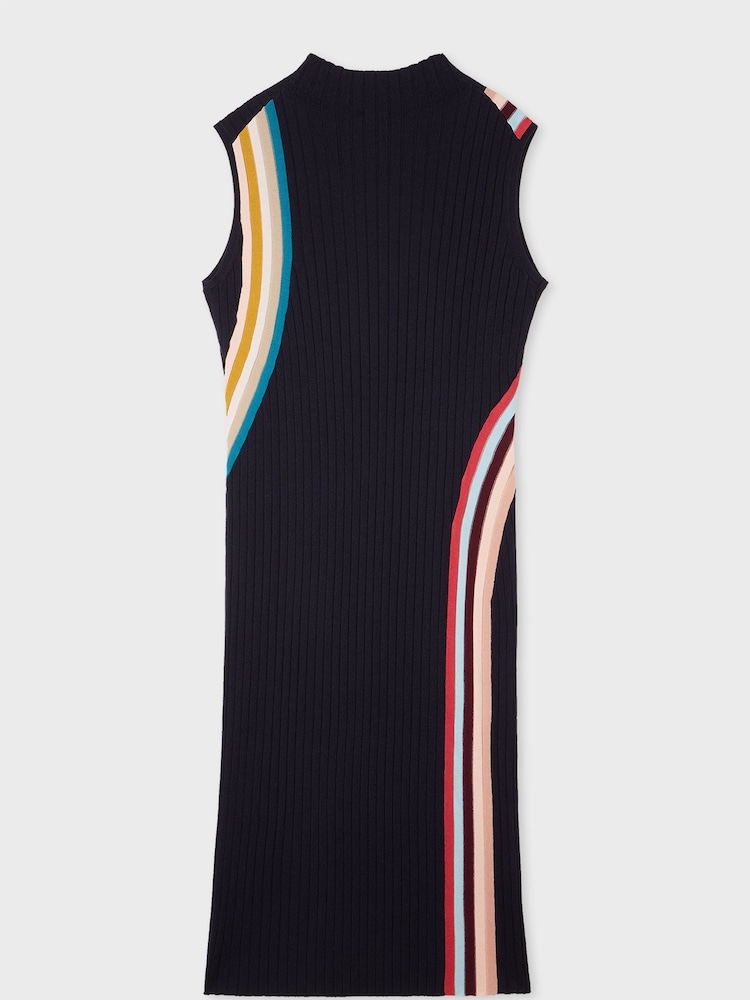 PS Paul Smith Knitted Ribbed Swirl Wool Blend Dress - Image 5 of 5