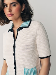 PS Paul Smith Knitted Button Through Collared Short Sleeve Cardigan - Image 4 of 8