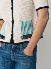 PS Paul Smith Knitted Button Through Collared Short Sleeve Cardigan - Image 5 of 8