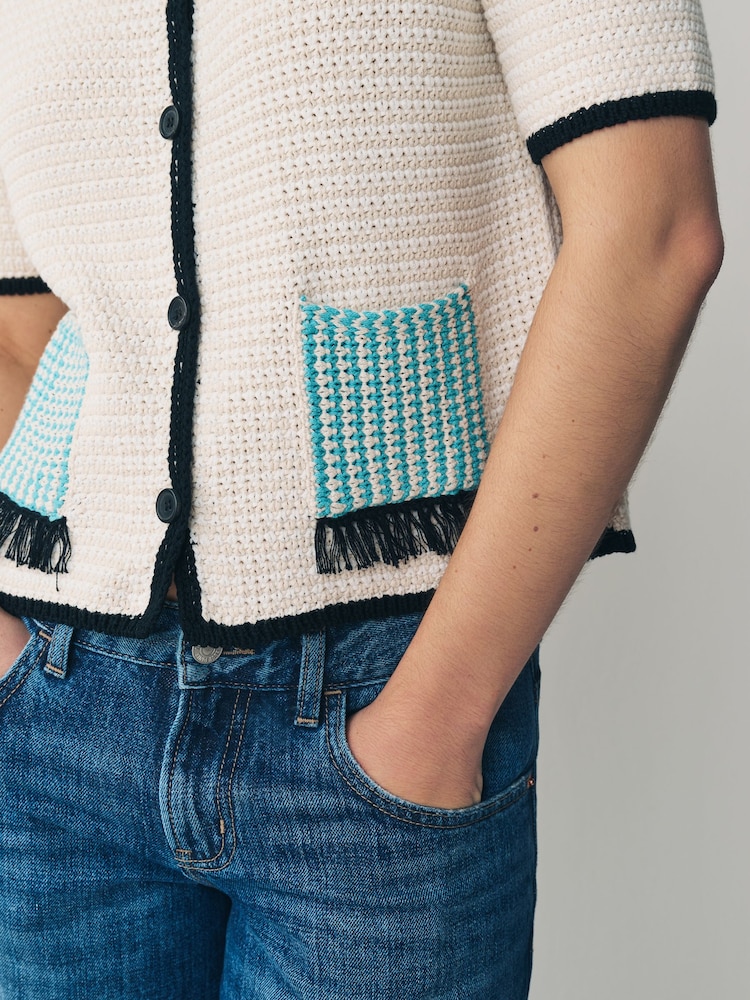 PS Paul Smith Knitted Button Through Collared Short Sleeve Cardigan - Image 5 of 8