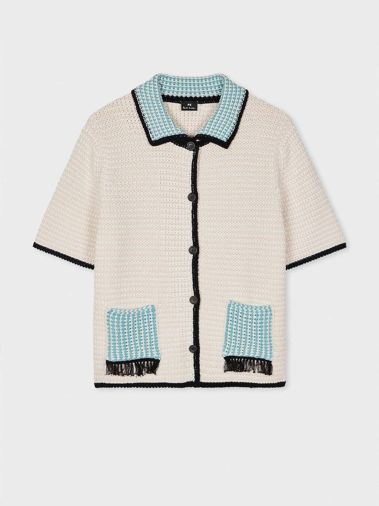 PS Paul Smith Knitted Button Through Collared Short Sleeve Cardigan - Image 6 of 8