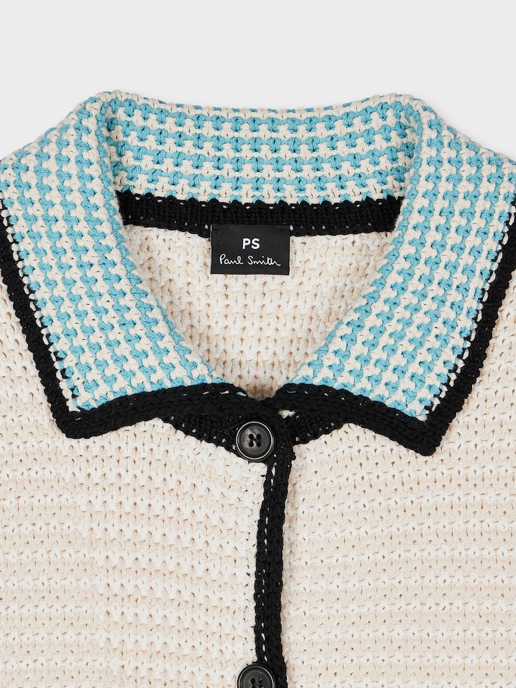 PS Paul Smith Knitted Button Through Collared Short Sleeve Cardigan - Image 7 of 8