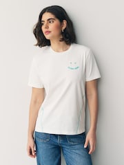 PS Paul Smith Happy Logo Graphic 100% Cotton White T-Shirt - Image 1 of 4