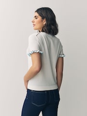 PS Paul Smith Knitted Short Sleeve Tipped T-Shirt - Image 3 of 7