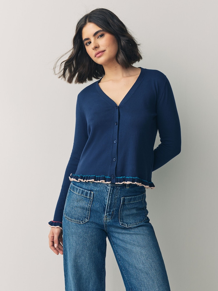 modra - PS Paul Smith Knitted V-Neck Button Through Wool Blend Cardigan - Slika 1 iz 8