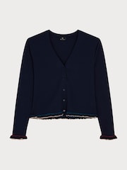 modra - PS Paul Smith Knitted V-Neck Button Through Wool Blend Cardigan - Slika 6 iz 8