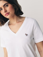PS Paul Smith V-Neck Zebra Logo 100%  Cotton T-Shirt - Image 5 of 9