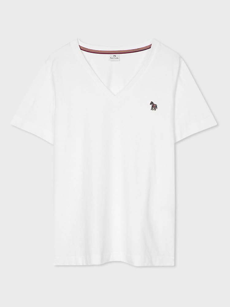 PS Paul Smith V-Neck Zebra Logo 100%  Cotton T-Shirt - Image 6 of 9