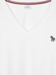 PS Paul Smith V-Neck Zebra Logo 100%  Cotton T-Shirt - Image 8 of 9