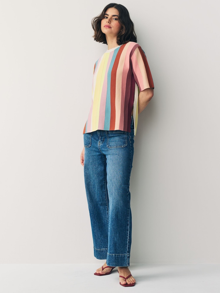 PS Paul Smith Stripe Knitted Short Sleeve Top - Image 2 of 8