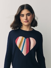 PS Paul Smith Blue Swirl Heart Knitted Wool Jumper - Image 4 of 7
