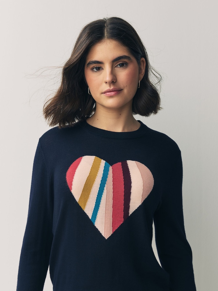 PS Paul Smith Blue Swirl Heart Knitted Wool Jumper - Image 4 of 7