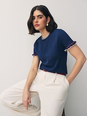PS Paul Smith Knitted Short Sleeve Tipped T-Shirt - Image 3 of 7